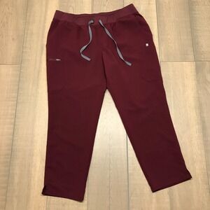 FIGS Yola Skinny Scrub Pants Womens Size 3XL Maroon Red Yoga Waistband High Rise